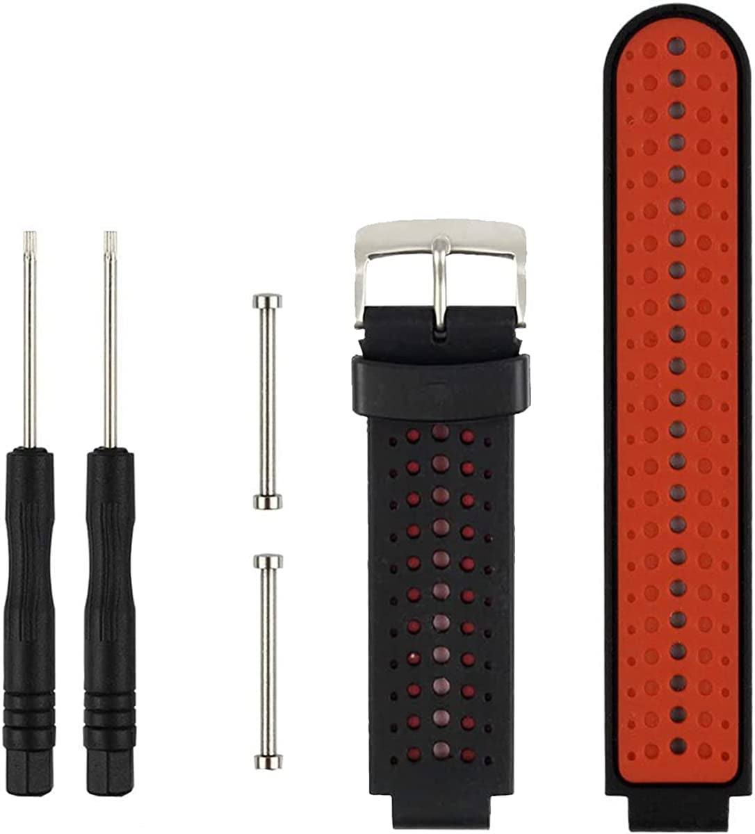 Replacement Smart Wrist Watch Accessory Band Strap for Garmin Forerunner 220/230/235/620/630/735Xt/235Lite, One Size  OLIVE INC. Black/orange red  