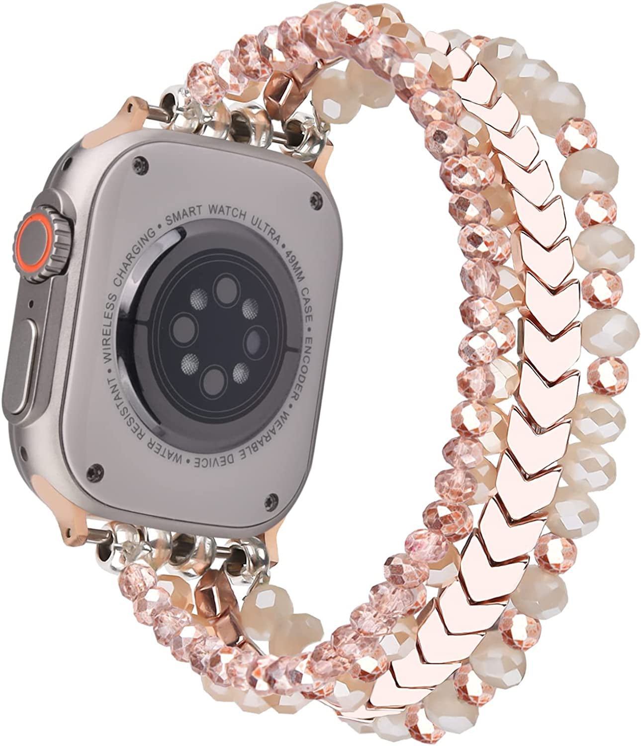 MOFREE Beaded Bracelet Compatible for Apple Watch Band 38Mm 40Mm 41Mm 42Mm 44Mm 45Mm Women,Fashion Handmade Elastic Stretch Strap for Iwatch Series SE 8 7 6 5 4 3 2 1  MOFREE   