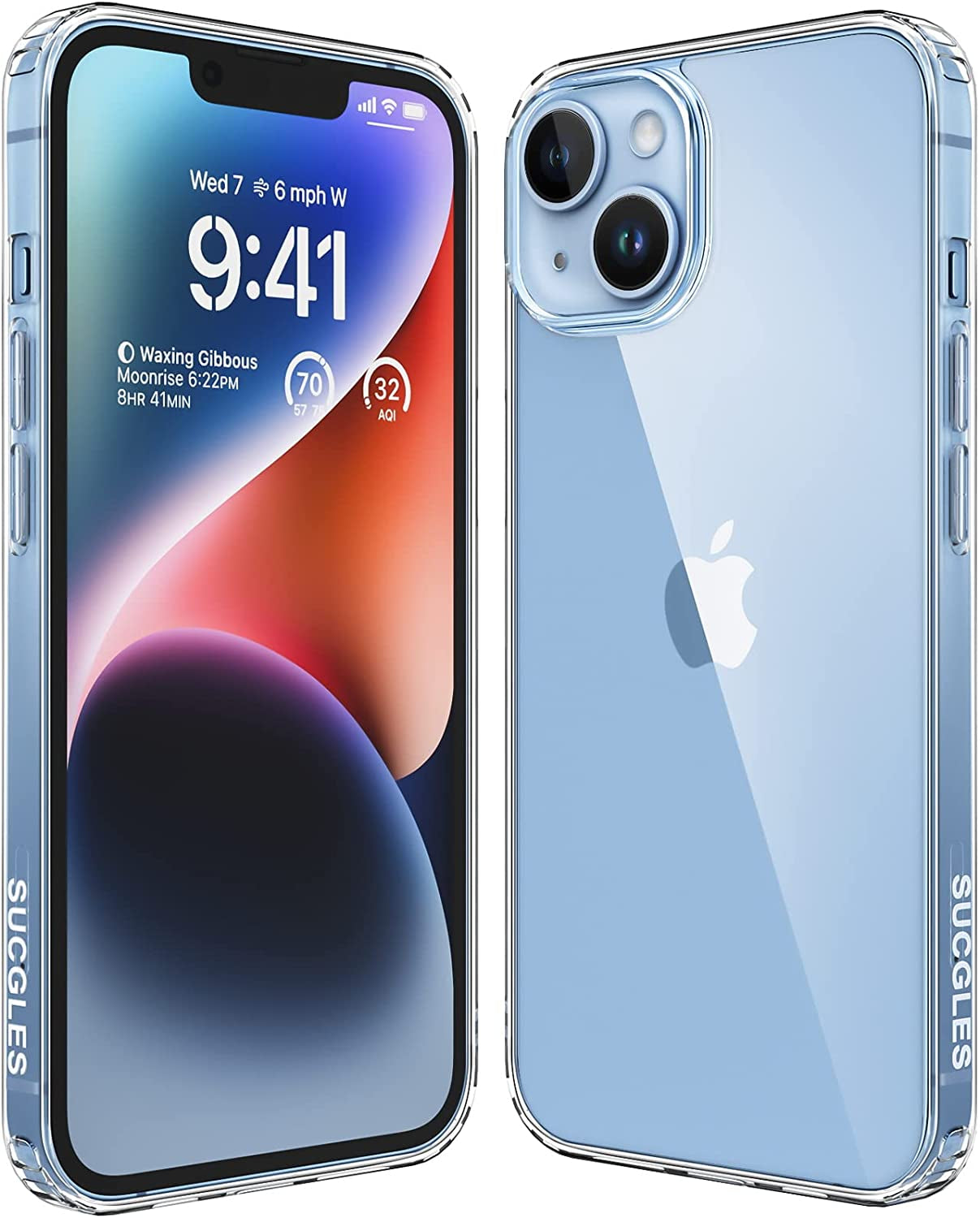 SUCGLES Strong Magnetic for Iphone 14 Pro Case with Magsafe, [Non-Yellowing] [Military Grade Protection] Slim Thin Mag Safe Magnet Bumper Phone Cover for (Apple 14Pro, Clear-Navy Blue)  Gotrays Gavin LLC Clear iPhone 14 Case 