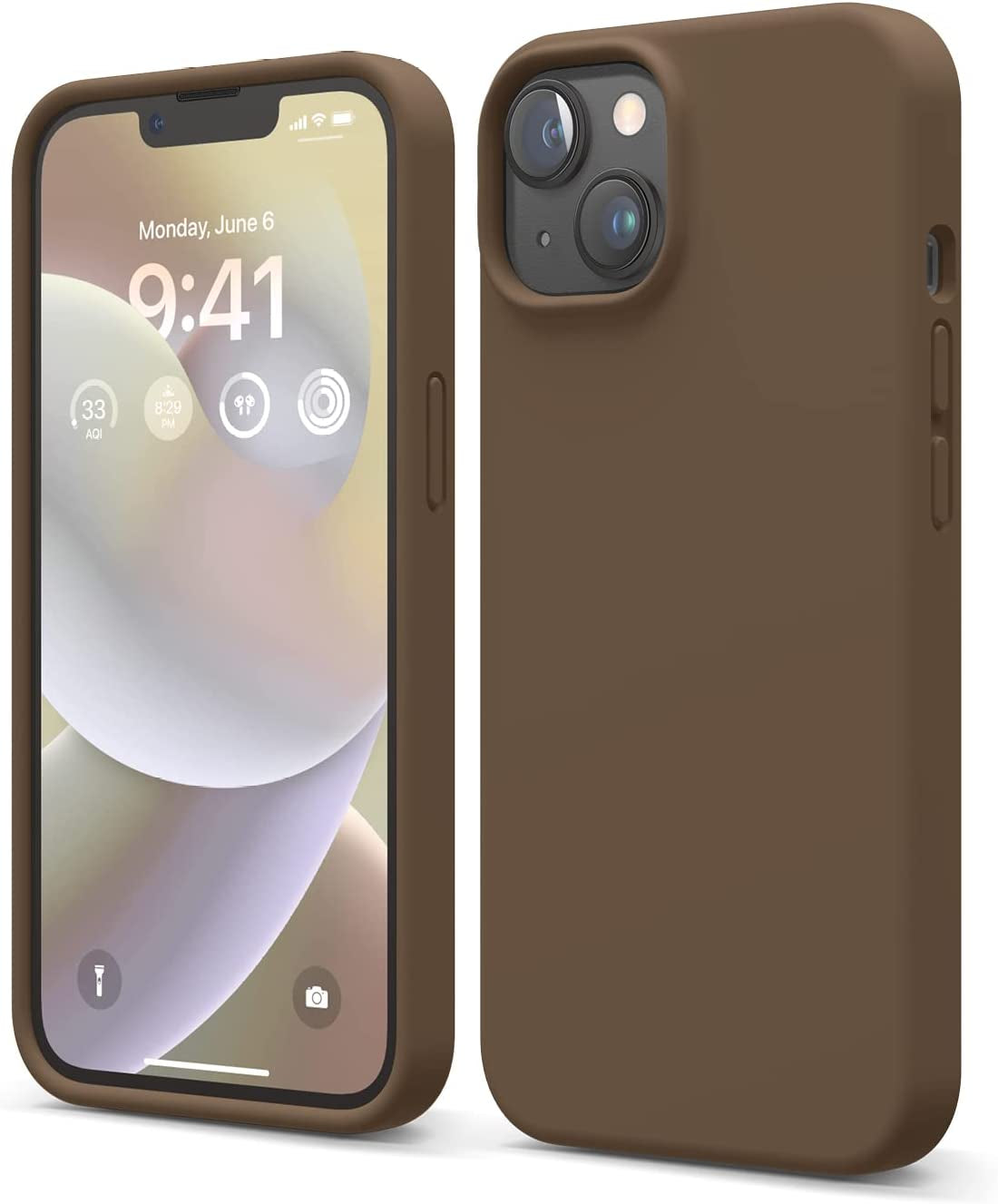 Elago Compatible with Iphone 14 Case, Liquid Silicone Case, Full Body Protective Cover, Shockproof, Slim Phone Case, Anti-Scratch Soft Microfiber Lining, 6.1 Inch (Burgundy)  elago Brown  