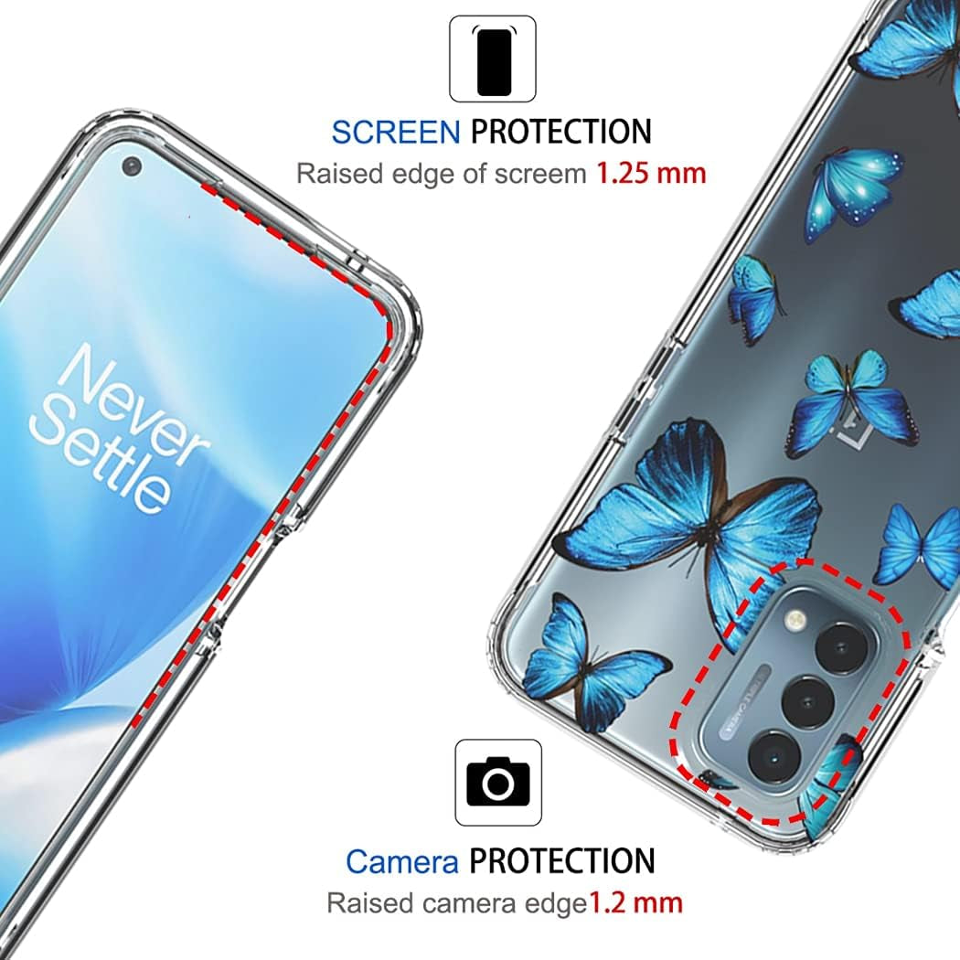 Zoeirc Case for Oneplus Nord N200 Case, Oneplus N200 5G Clear Case for Girls, Soft TPU 360 Full Body Shockproof Hybrid Bumper Crystal Clear Phone Case Cover for Oneplus Nord N200 5G (Blue Butterfly)  Zoeirc   