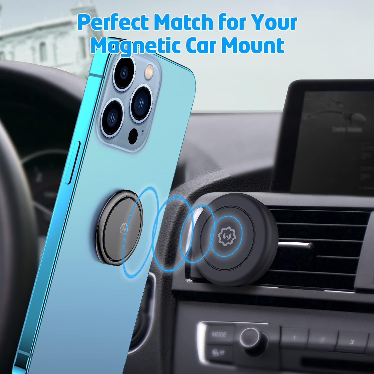 Wixgear (2 Pack) Phone Ring Holder, Universal Magnetic Cell Phone Finger Holder with Kickstand Phone Holder for Hand, Phone Ring Grip Works with Magnetic Car Mounts Compatible with All Phones (Black)  WixGear   