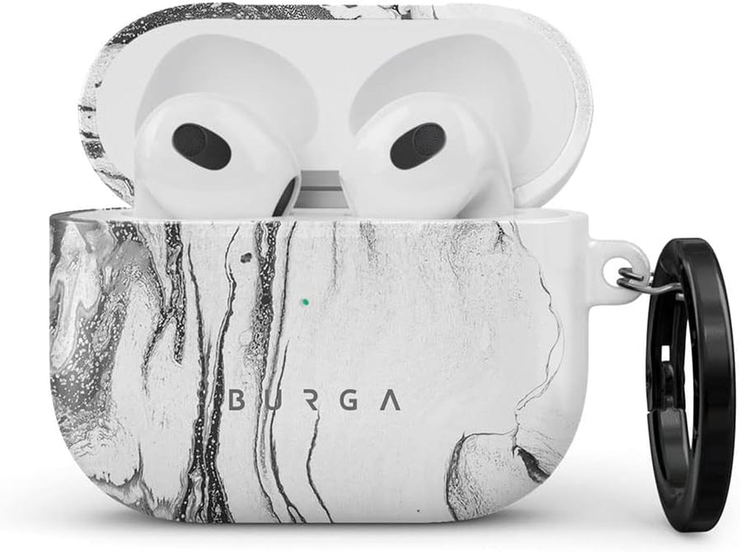 Burga Airpod Hardcase Compatible with Apple Airpods MAX Case, Sky Blue Mint Green Gold Dusts Marble Turquoise Azure Ocean Cute Case for Women, Protective Hard Plastic Case Cover  BURGA Silver Flow Airpods 3 