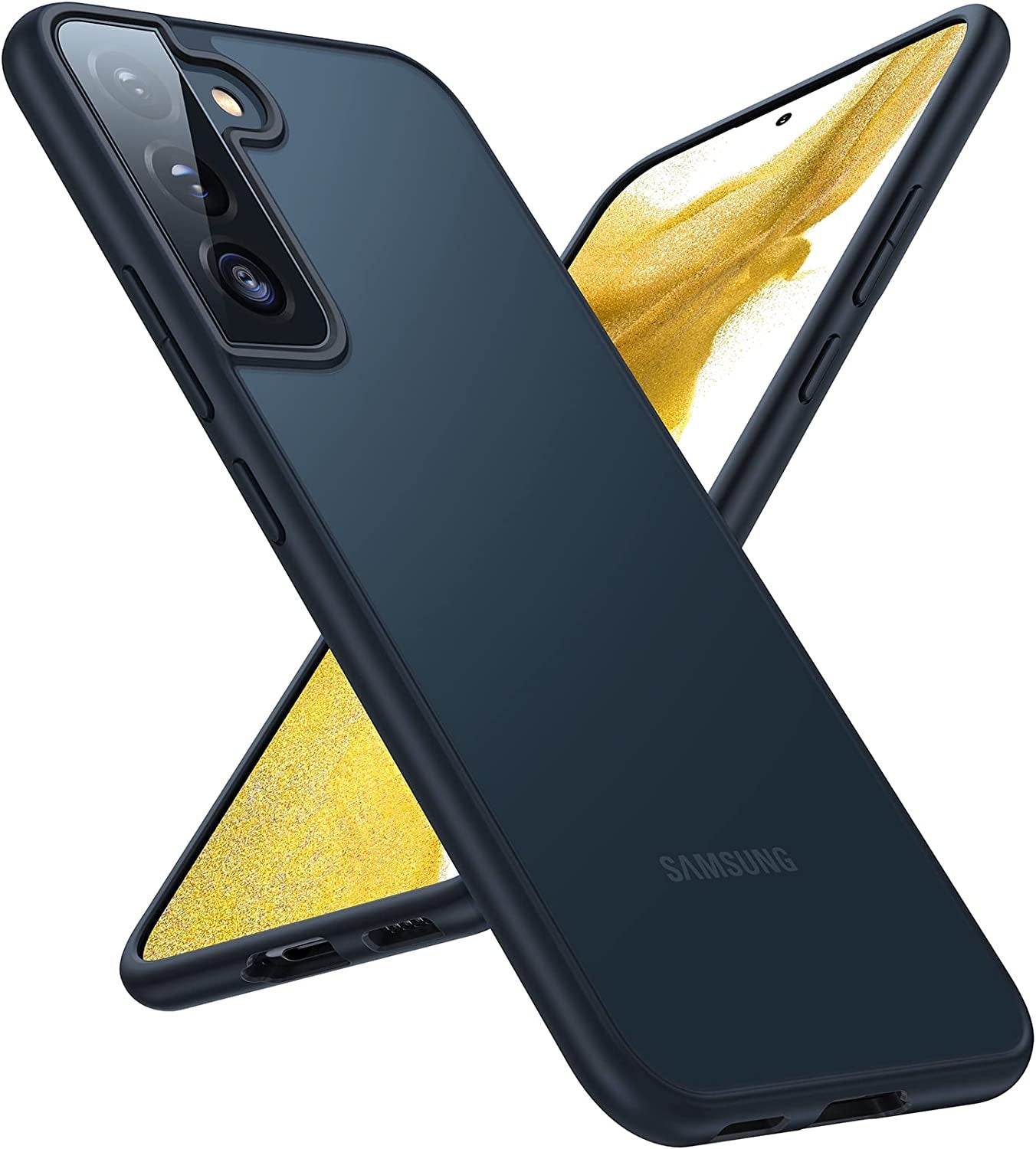 TORRAS Shockproof Galaxy S21 Case (Only), [Military Grade Drop Tested] Translucent Matte Hard Back with Soft Edge Slim Protective Compatible for Samsung Galaxy S21 Case, Black  TORRAS Black S22 