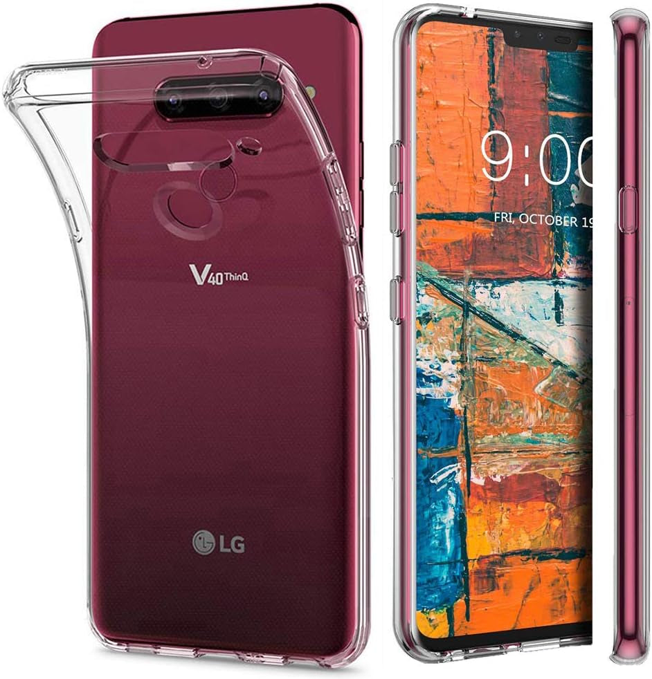PUSHIMEI Compatible with LG V40 Thinq Case,Soft TPU Crystal Transparent Slim anti Slip Anti-Fingerprint Protective Phone Case Cover for V40 Thinq/V40 Storm(Clear)  PUSHIMEI Inc   