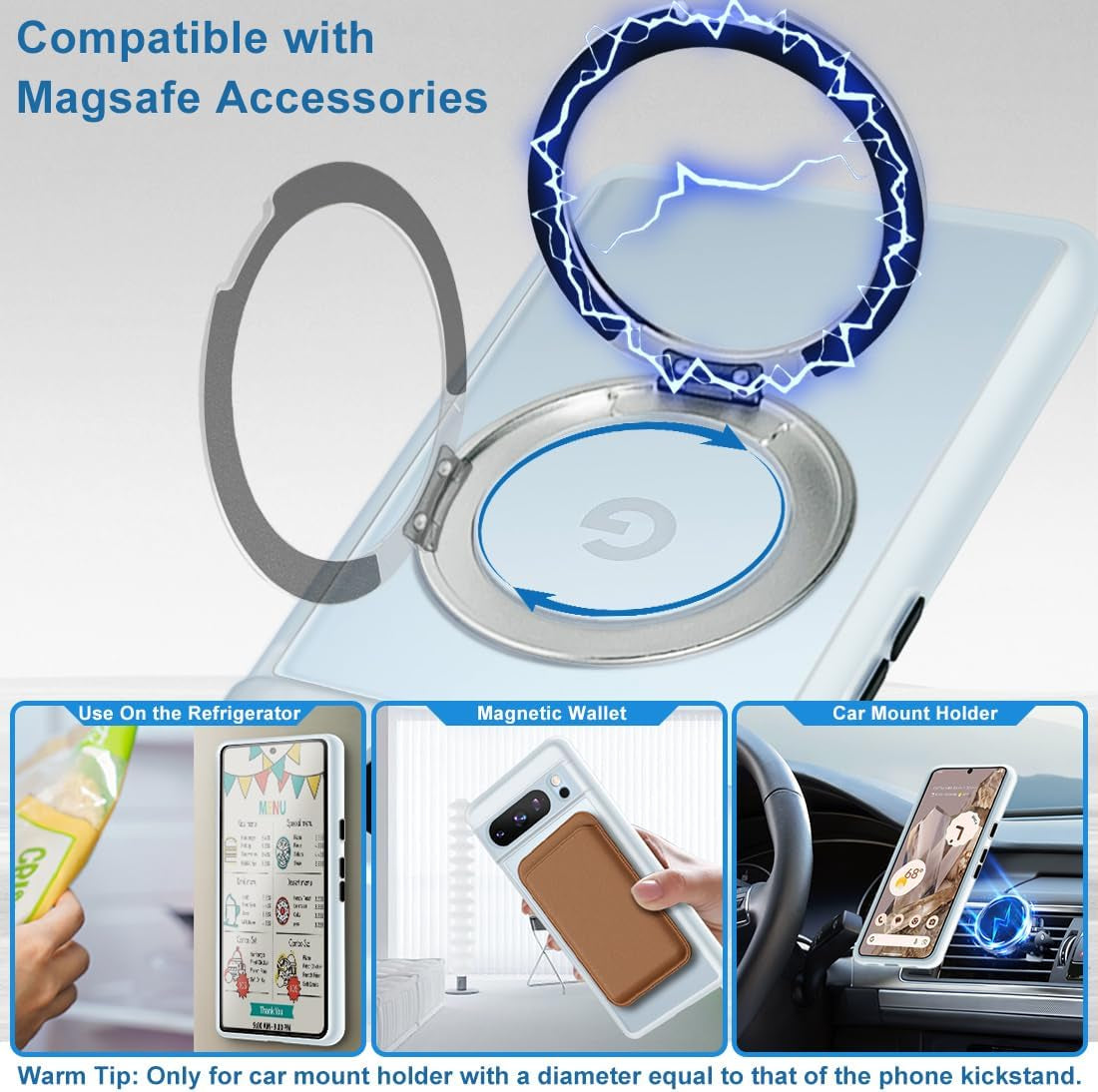 MALEWOLF for Google Pixel 8 Pro Magnetic Case Compatible with Magsafe [Invisible Kickstand] Shockproof Anti-Fingerprint Matte Translucent Cover Protective Phone Case for Pixel 8 Pro 5G (Frosted Clear)  MALEWOLF   