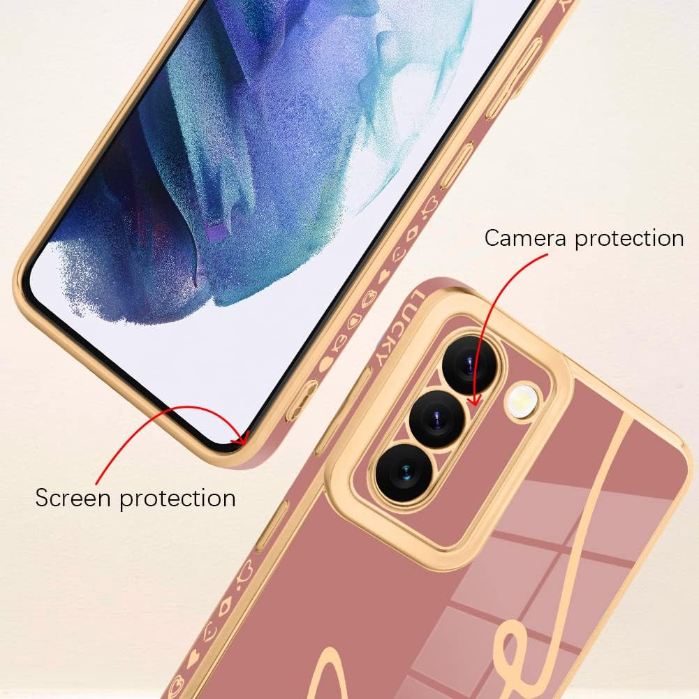 Bonoma for Samsung Galaxy S21 plus Case Love Letter Graphic Plating Electroplate Luxury Elegant Case Camera Protector Soft TPU Shockproof Protective Back Cover Galaxy S21 plus Case -Pink  Bonoma   