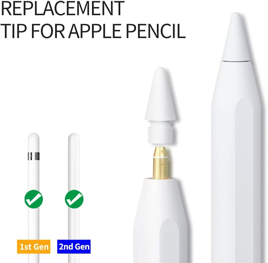 Replacement Tips Compatible with Apple Pencil 2 Gen Ipad Pro Pencil - Ipencil Nib for Ipad Pencil 1 St/ 2 Gen White 4 Pack  AWINNER   