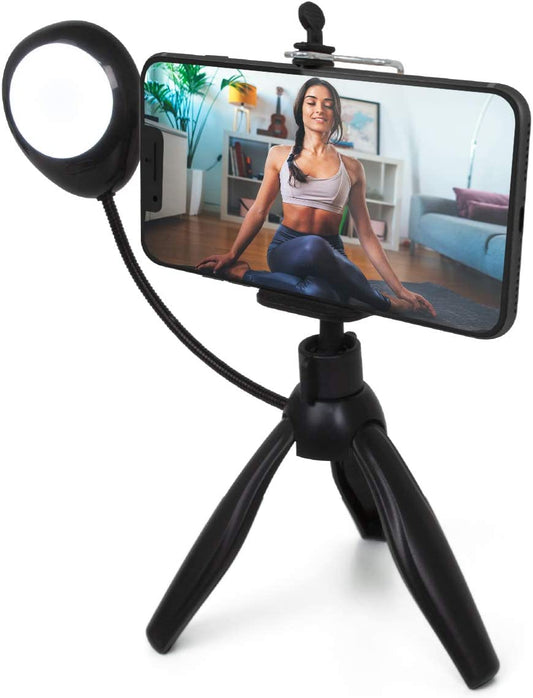 Realm Selfie Content Creator Studio with LED Light & Tripod, Selfie Tripod with Phone Holder & LED Ring Light, Vlogging Tripod, Black (RLMS4BK)  Realm   