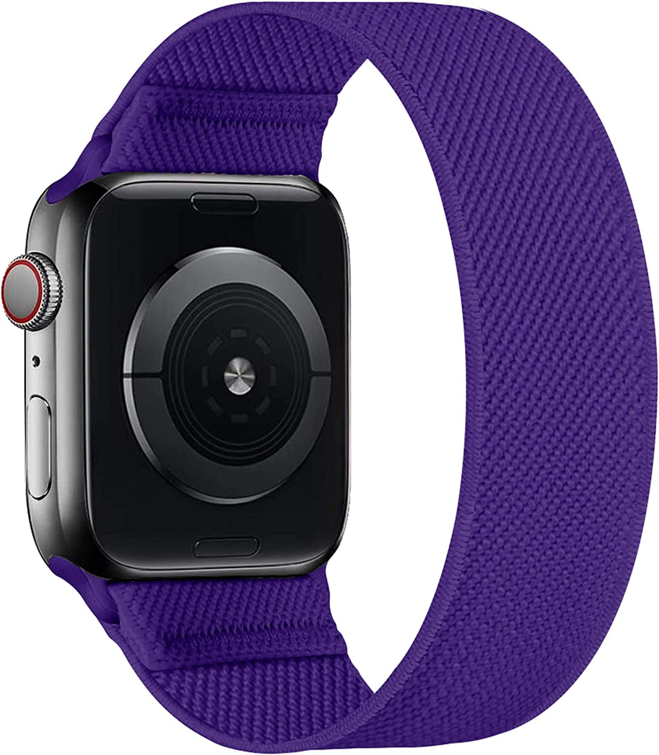 ENJINER Stretchy Nylon Solo Loop Bands Compatible with Apple Watch 38Mm 40Mm 41Mm 42Mm 44Mm 45Mm 49Mm Ultra Iwatch Series 8 7 SE 6 5 4 3 2 1 Strap, Sport Elastic Braided Women Men No Buckles Clasps Replacement Wristband  ENJINER Purple 42/44/45/49mm M(wrists 6.77"-7.60"/172-193mm) 
