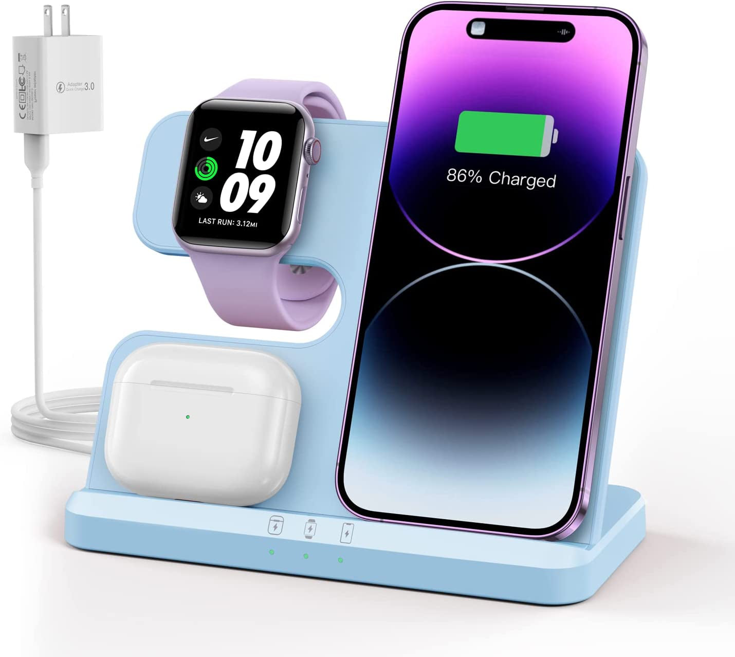 𝟮𝟬𝟮𝟯 𝗡𝗲𝘄 Wireless Charging Station 3 in 1 Wireless Charger for Iphone 14 13 12 11 Pro Max/X/8 Charging Station for Multiple Devices for Apple Watch Ultra SE 8 7 6 5 4 3 2 for Airpods Pro 3 2  Guanyu(Dongguan) Intelligent Technology Co.,Ltd E-Blue  