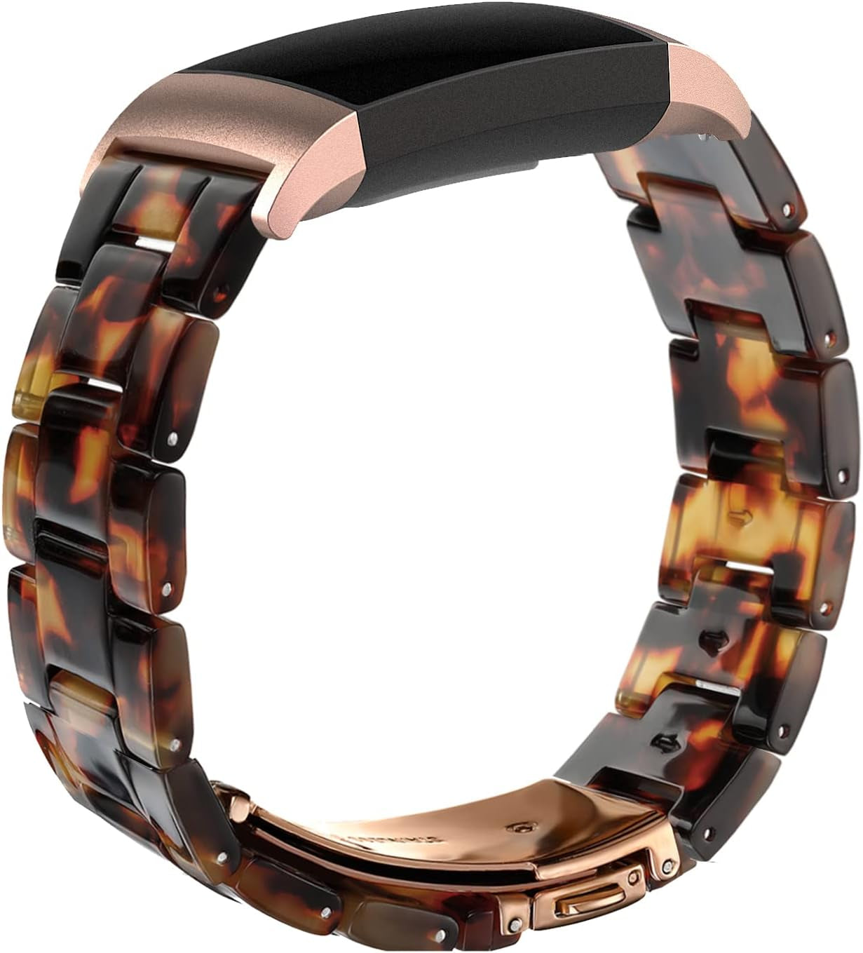 Wongeto Resin Bands Compatible for Fitbit Charge 3 / Charge 4/ Charge 3 SE Band，Replacement Wrist Accessory Rose Gold Buckle Fitness Bands Straps Bracelet Wristbands Women Men (Pink)  Wongeto Tortoise  