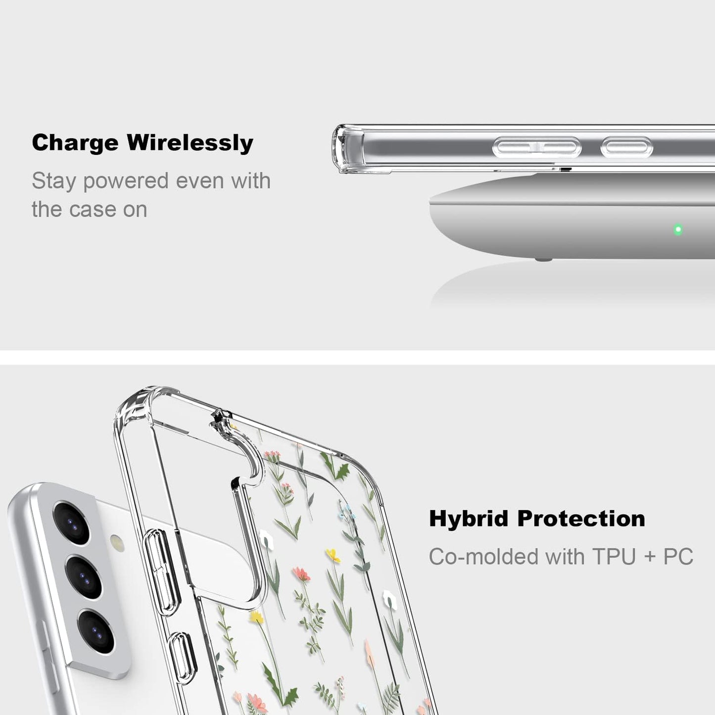 ICEDIO for Samsung Galaxy S22 Case,Slim Fit Crystal Clear Cover with Fashionable Designs for Girls Women,Durable Rugged Protective Phone Case for Samsung Galaxy S22 6.1" Cute Flower Garden  ICEDIO   