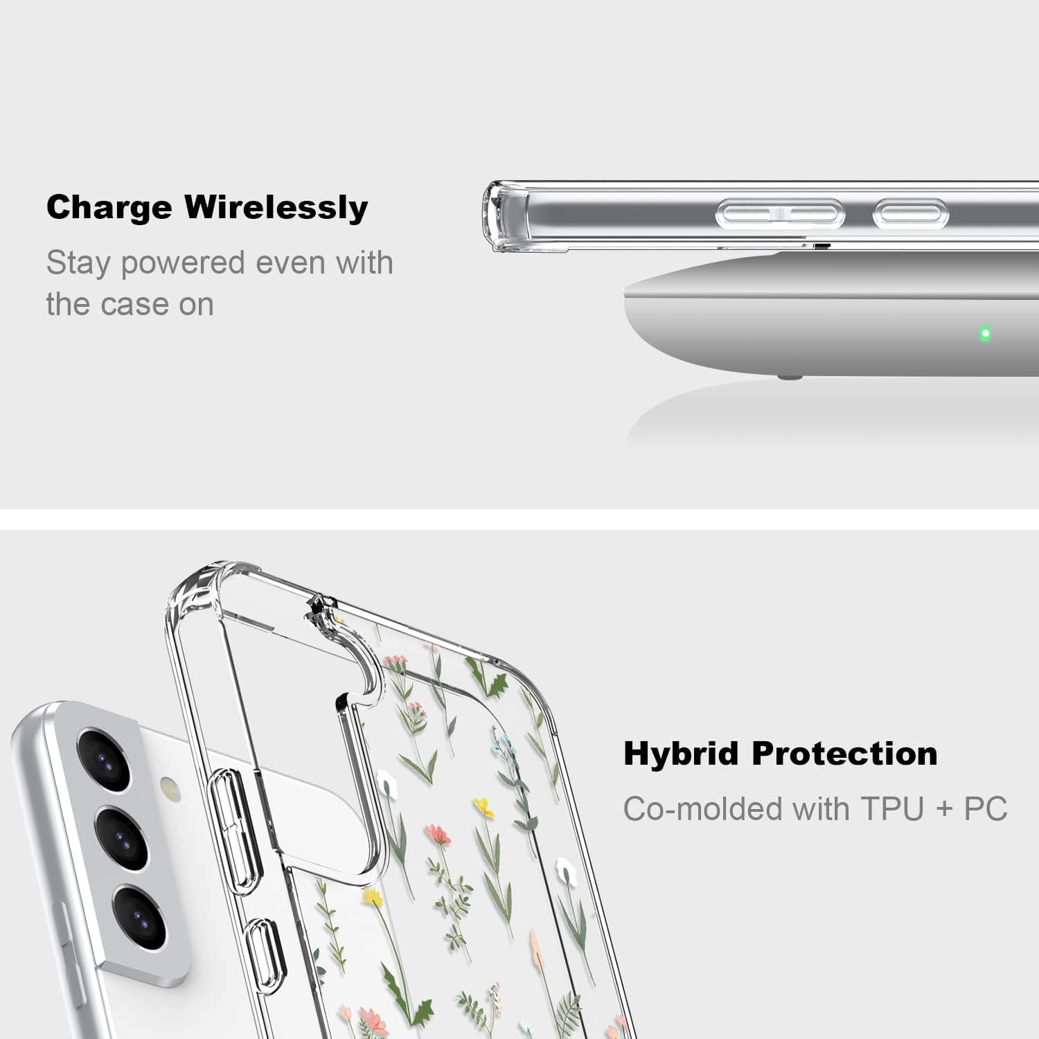 ICEDIO for Samsung Galaxy S22 Case,Slim Fit Crystal Clear Cover with Fashionable Designs for Girls Women,Durable Rugged Protective Phone Case for Samsung Galaxy S22 6.1" Cute Flower Garden  ICEDIO   