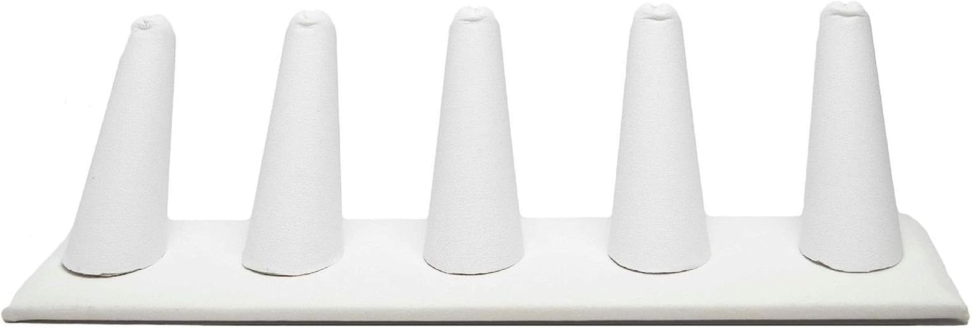 Novel Box® Single Finger Beige Linen Ring Stand Holder Jewelry Display 2X2X2 + NB Cleaning Cloth  Novel Box White Leatherette 5 (8X2X2") 