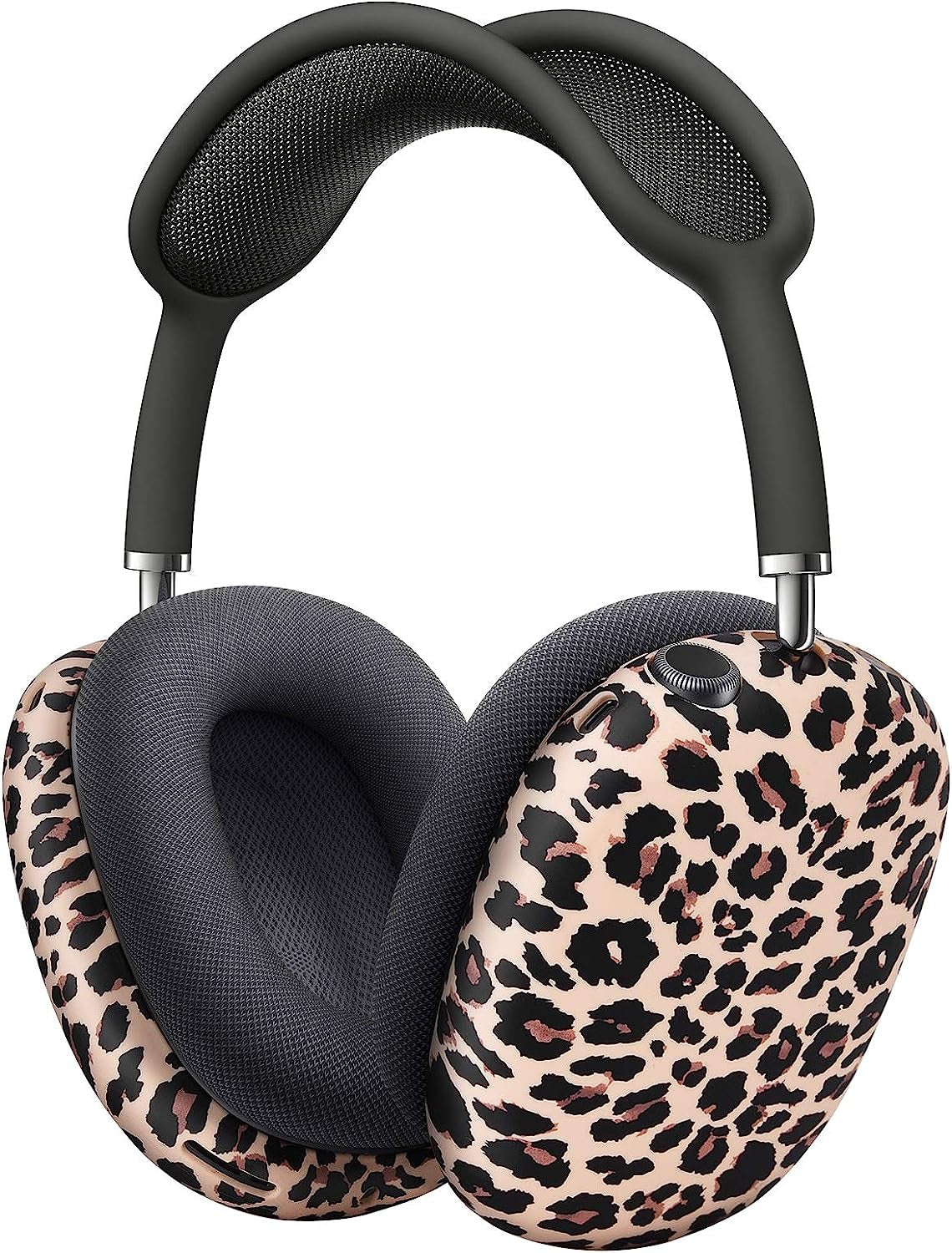 AIRSPO Compatible with Airpods Max Case Cover, Silicone Sleeve Case for Airpods Max Headphone Floral Print Protective Airpod Max Earpads Cover (Black/Cow)  AIRSPO Leopard Print  