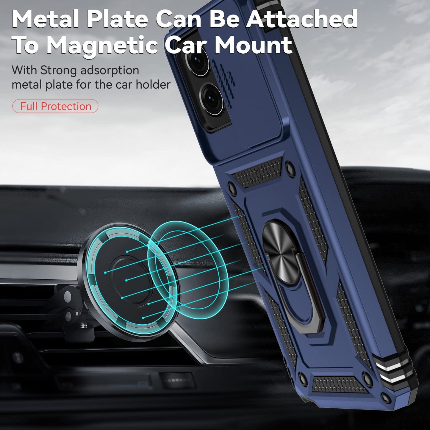 Sunstory for Motorola Moto G Stylus 5G 2023 Case with Tempered Glass Screen Protector & Slide Camera Cover & Kickstand, [Military-Grade] Phone Case for Moto G Stylus 5G 2023 (Blue)  SunStory   