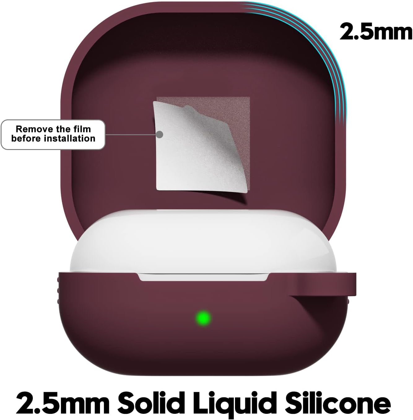 Oakxco Designed for Samsung Galaxy Buds 2 Pro Case (2022)/ Galaxy Buds Pro (2021)/ Buds 2/ Buds Live (2020) Cover Silicone Accessories, Protective Soft Rubber Case for Women Girl Cute, Burgundy  oakxco   