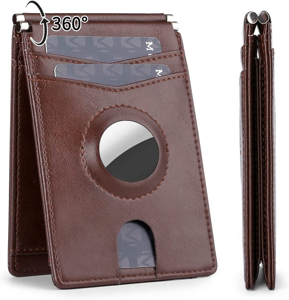 Mokzer Airtag Wallet Men Slim Minimalist Bifold Wallet with Airtag Holder RFID Blocking Front Pocket Mens Wallet 11 Card Holders Gift Box(Airtag Not Included)  mokzer coffee brown  