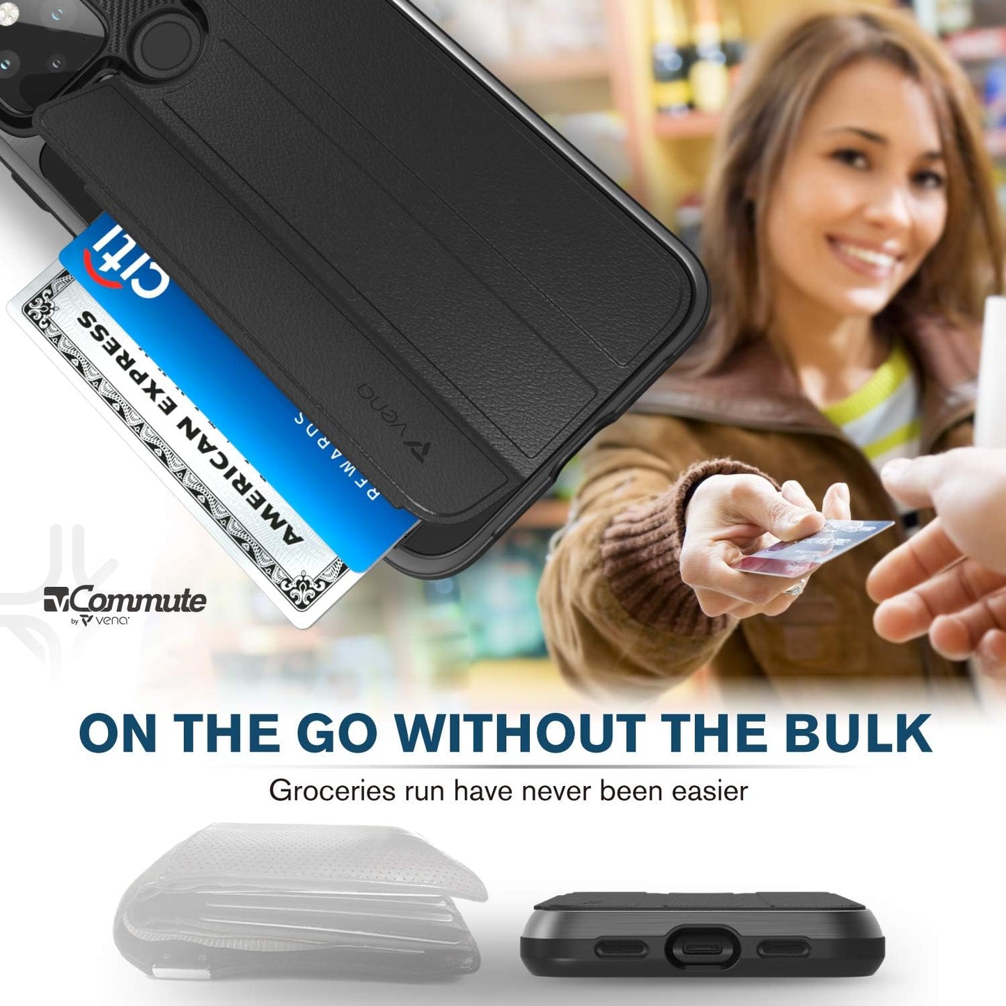 VENA Vcommute Wallet Case Compatible with Google Pixel 4A 5G (6.2"-Inch), (Military Grade Drop Protection) Flip Leather Cover Card Slot Holder with Kickstand - Space Gray  VENA   