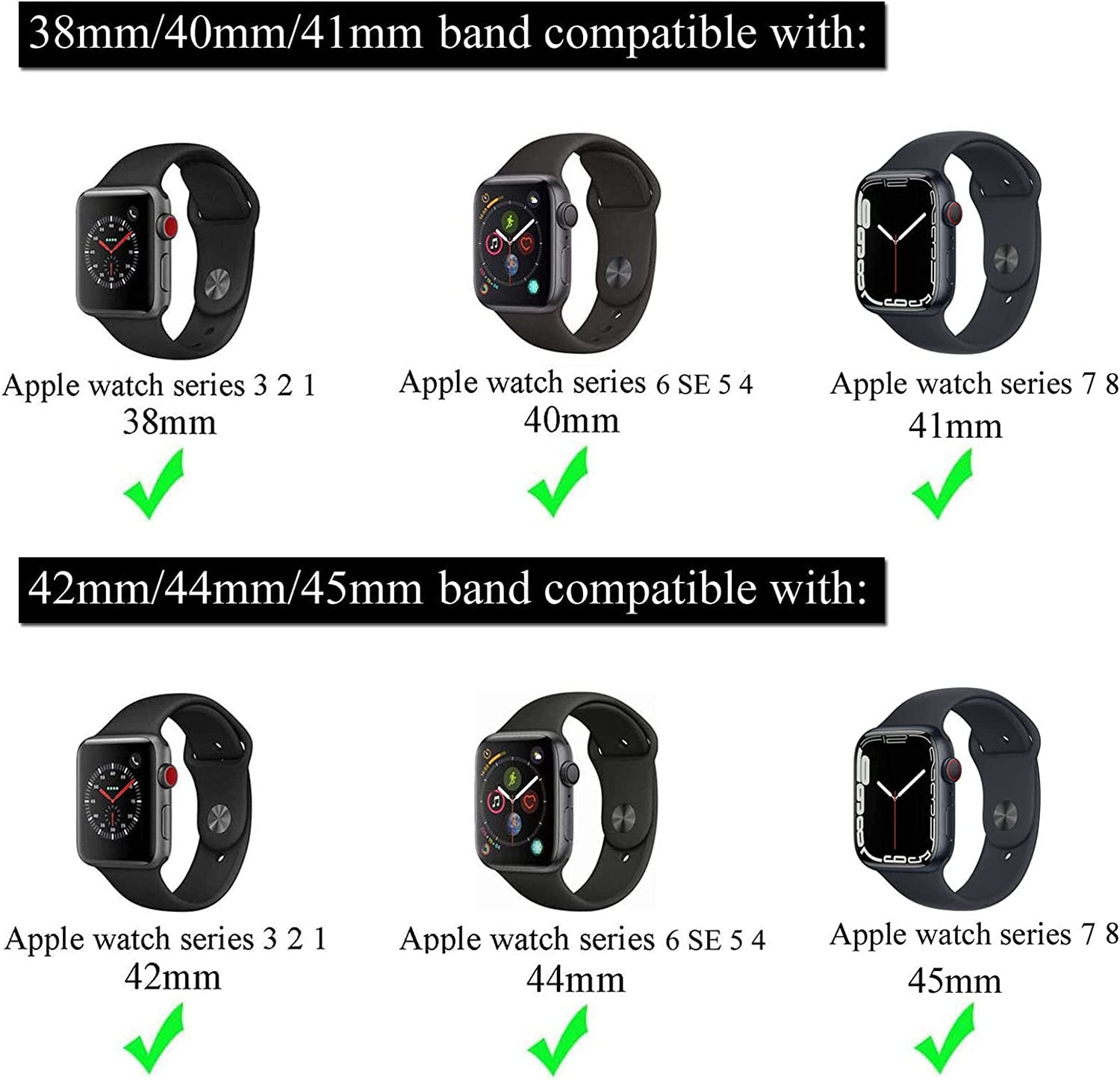 Adjustable Elastic Armband or Ankle Band for Compatible with Apple Watch Series 3 2 1 38Mm/40Mm, Apple Watch Series 6 SE 5 4 42Mm/44Mm, Apple Watch Series 8 7 41Mm/45Mm and Apple Watch Ultra 49Mm, Stretchy Band for Men and Women  Grestun   