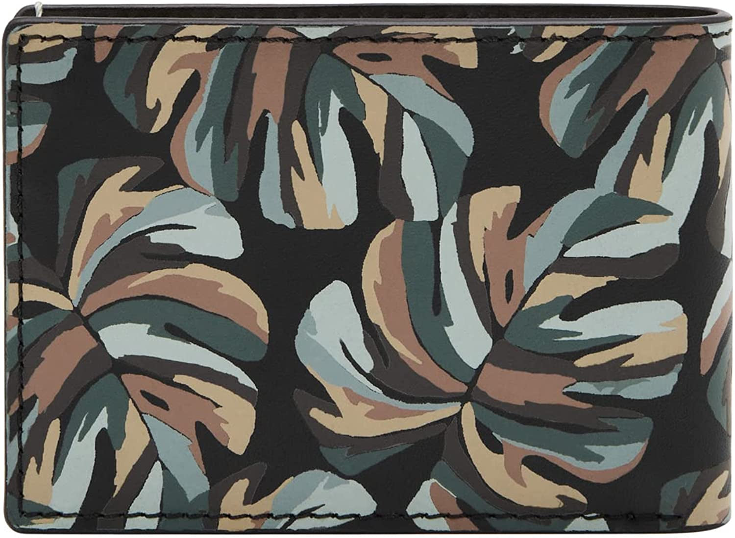 Fossil Men'S Bronson Leather Slim Minimalist Bifold Front Pocket Wallet, Green Multi Palm, (Model: ML4489998)  Fossil   