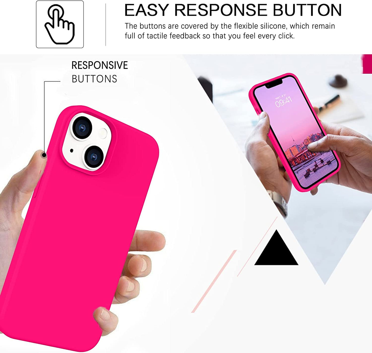 BENTOBEN Compatible with Iphone 14 Case, Soft Silicone Gel Rubber Bumper Microfiber Lining Hard Back Shockproof Protective Phone Cover for Iphone 14 6.1", Hot Pink  BENTOBEN   