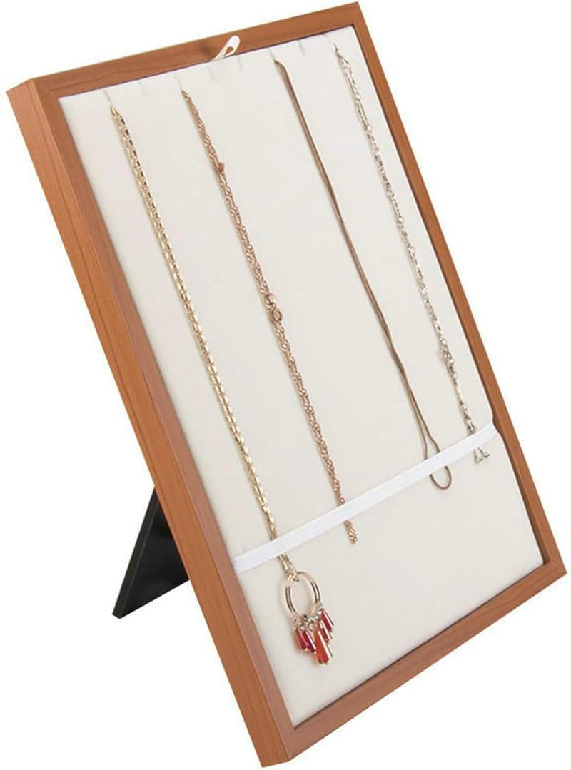 Homeanda Black Velvet L-Shaped 50 Slots Ring Earring Jewelry Display Tray Organizer Holder (L-Shaped 50 Slots-Black)  Homeanda Foldable Wood Frame Necklace Holder  