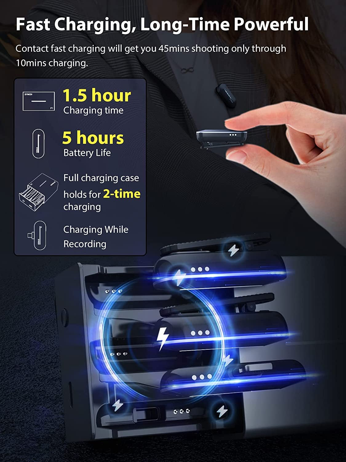 SYNCO Wireless Lavalier Microphone for Iphone, P2L Dual Mic with Noise Reduction, Voice Changer Plug Play with Charging Case Clip Mic for Lightning Smartphone, Microphone-For-Iphone  SYNCO   