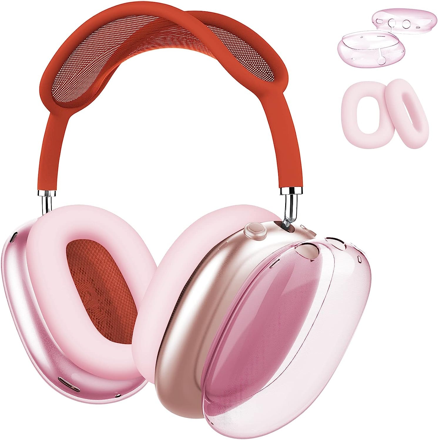 MOLOPPO for Airpods Max Case Cover, Clear Soft TPU Skin Anti-Scratch, Transparent Accessories Ultra Protective Cover for Apple Airpods Max(Clear)  MOLOPPO FE-Clear Pink+Ear Pink  