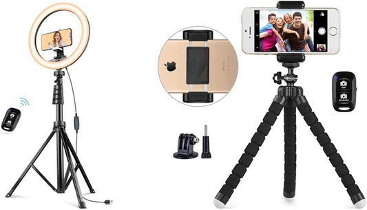Ubeesize 12'' Ring Light with 62'' Selfie Stick Tripod, LED Ring Light & Phone Tripod, Portable and Adjustable Camera Stand Holder with Wireless Remote and Universal Clip  UBeesize   