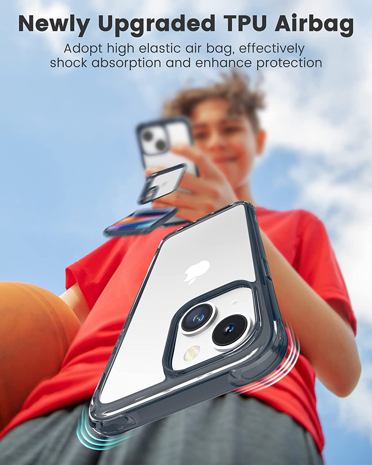 Mkeke for Iphone 14 Case Clear, for Iphone 13 Case Clear, Sturdy Phone Case with Military Grade Protective Bumpers for Iphone 14/13, Black  Shenzhen Make Technology Company Limited   