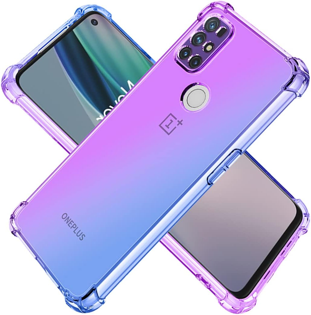 KOARWVC Phone Case for Oneplus Nord N10 5G Case,Oneplus N10 5G BE2029 Case Carbon Fiber Shockproof Rugged Shield Anti-Scratch Soft TPU Back Cover Protective Cases for Oneplus Nord N10 5G (Black)  KOARWVC Purple/Blue  