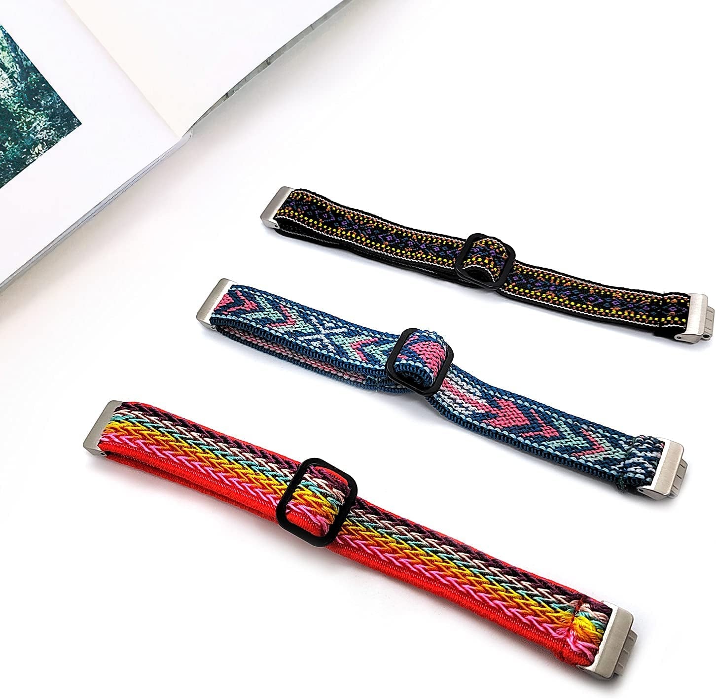 3 Pack Adjustable Fitbit Inspire 2 Bands, Compatible with Fitbit Inspire 2 / Inspire Hr/Inspire, Soft Loop Nylon Fabric Breathable Stretchy Replacement Straps for Women/Men  POHNUI   