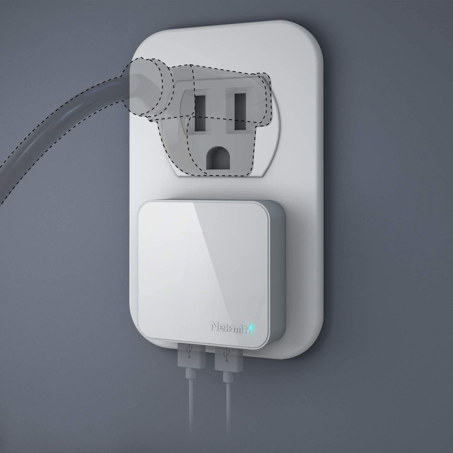 Nekmit 4.8A 24W Thin Flat Dual USB Wall Charger with Smart IC Technology, Portable Travel Adapter for Ipad Pro, Iphone 14/14 Pro/Pro Max, Pixel, Galaxy and More  Nekmit Compact   