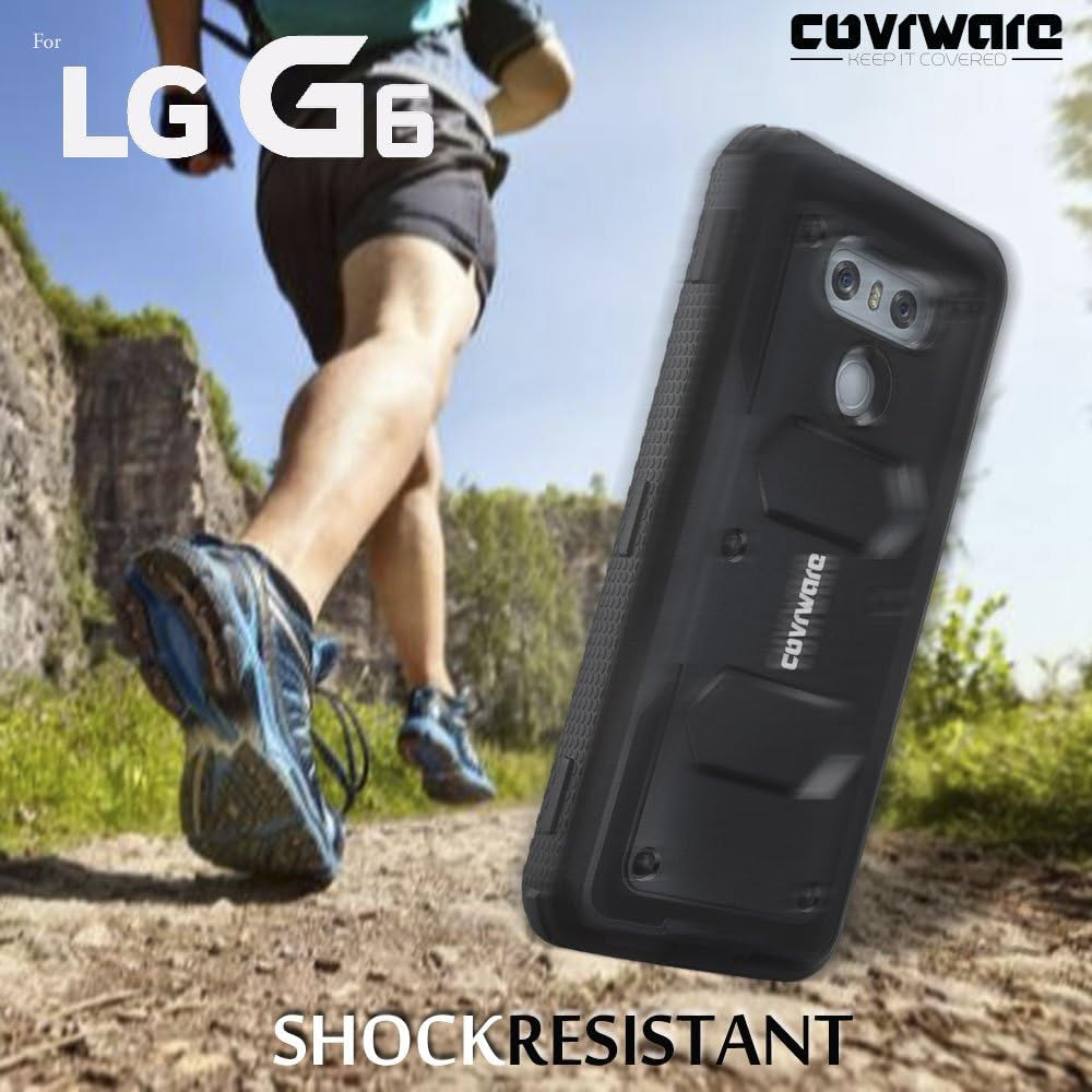 COVRWARE Aegis Series Case for LG G6 with Built-In Screen Protector Heavy Duty Full-Body Rugged Holster Armor Case Belt Swivel Clip Kickstand, Black  COVRWARE   