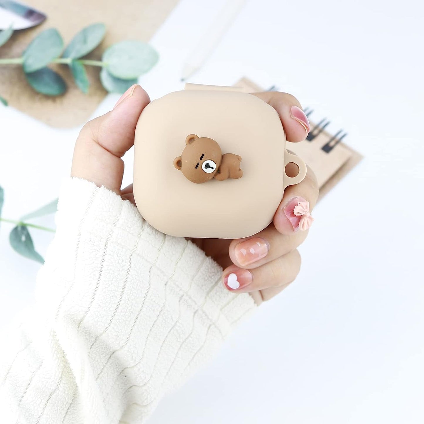 Wonhibo Cute Bear Case for Samsung Galaxy Buds 2 Pro/Galaxy Buds 2/ Galaxy Buds Pro/Galaxy Buds Live,Silicone Earbuds Cover with Keychain  Wonhibo headphone case   