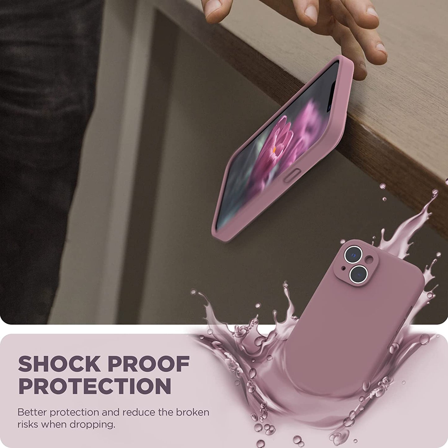 SURPHY Compatible with Iphone 14 Case with Screen Protector (Camera Protection + Soft Microfiber Lining) Liquid Silicone Phone Case 6.1 Inch 2022, Lilac Purple  SURPHY   