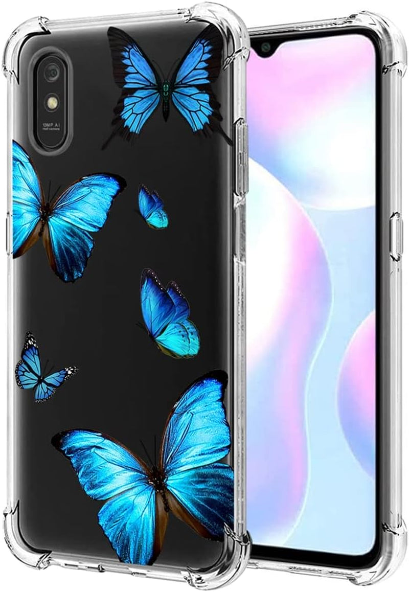 Zoeirc Case for Redmi 9A M2006C3Lg/Redmi 9I M2006C3LII Clear Case for Girls Women, Soft TPU Shockproof Protective Transparent Case Cover for Xiaomi Redmi 9A (Rose Butterfly)  Zoeirc Butterfly  