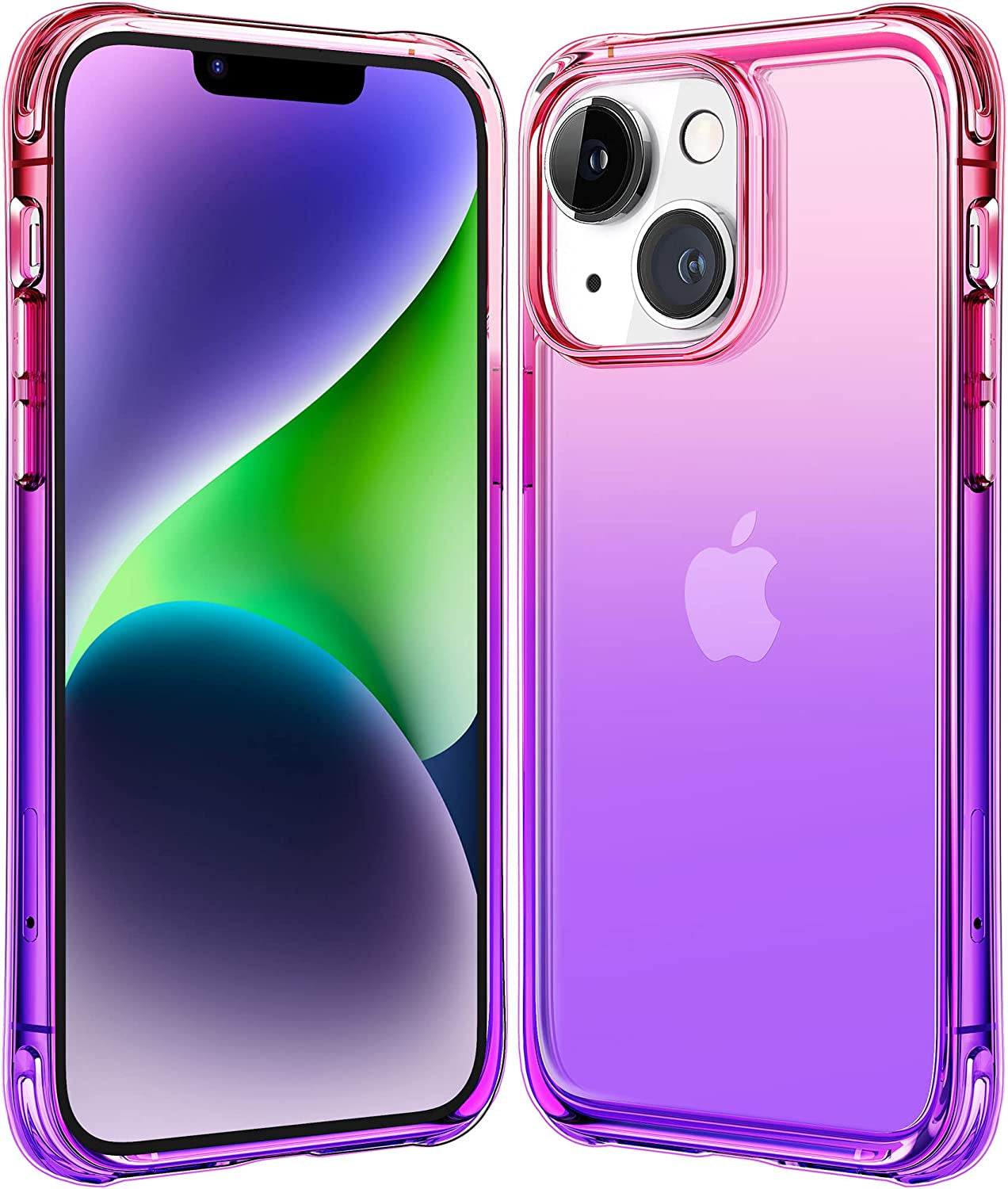 Mkeke Designed for Iphone 14 plus Case Clear, [Non Yellowing] [Military Grade Protection] Shockproof Slim Phone Case for Iphone 14 plus 6.7 Inch - Gradient Black-Green  Shenzhen Make Technology Company Limited Gradient Purple-Pink  