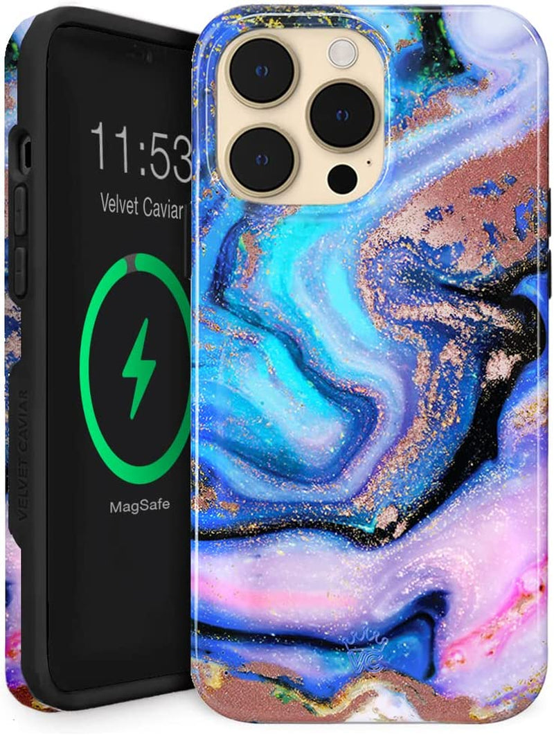 Velvet Caviar Designed for Iphone 14 PRO Case Floral [10Ft Drop Tested] Compatible with Magsafe - Protective Microfiber Lining (Purple, Rose Gold)  Velvet Caviar Galaxy Glitter Iphone 14 Pro Max 