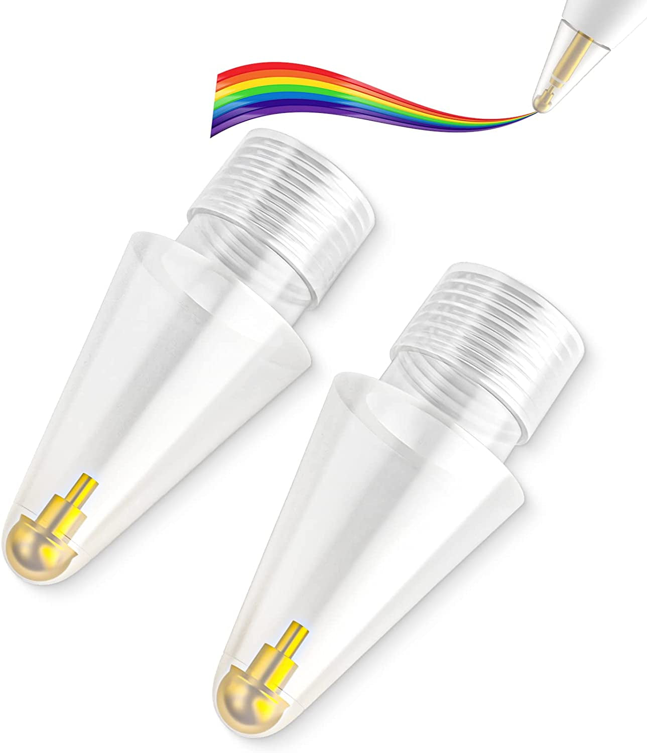 Wear Out Resistance Paper-Feel Writing Soft Pencil Tips Compatible with Apple Pencil Gen 1St,2Nd, Noiseless Pencil Nibs Fits for Apple Ipad Pro Pen, Upgraded Full Clear, 2 Pack  BPOPO   