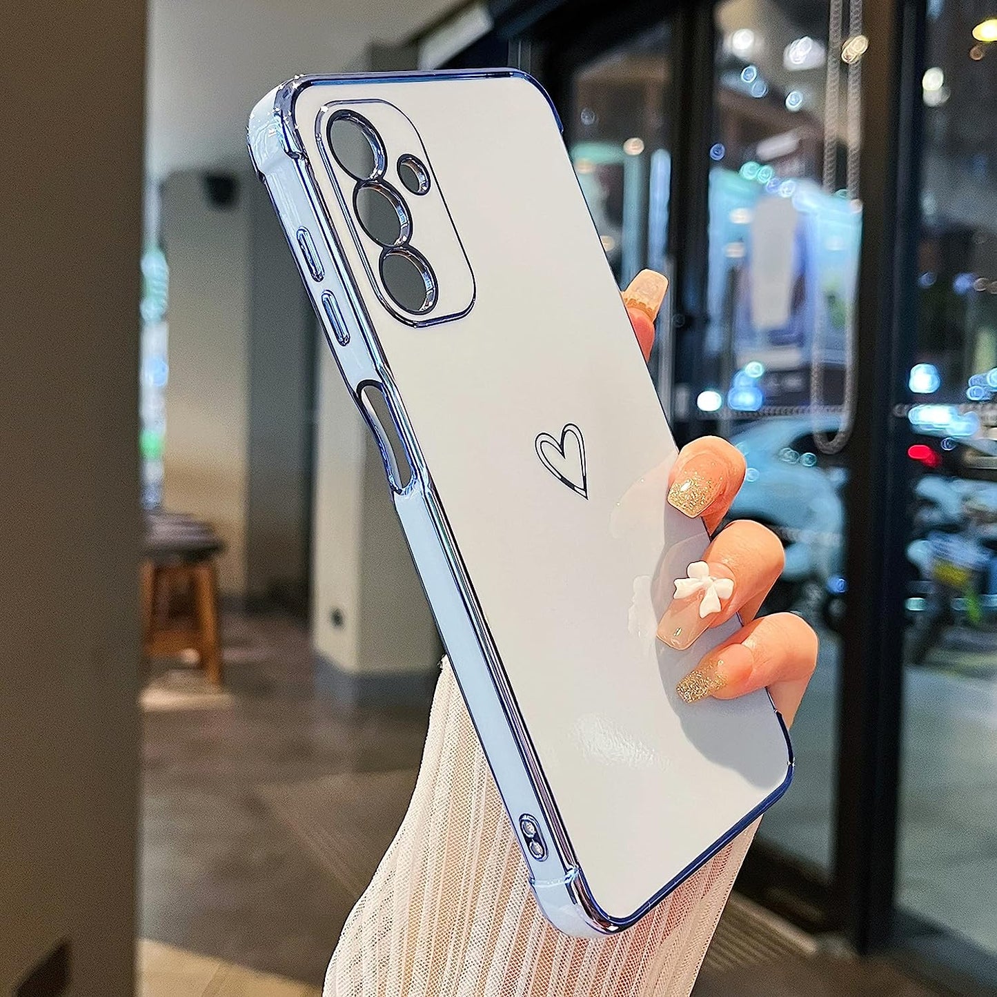 ZTOFERA Samsung Galaxy A14 5G Case,Cute Plating Edge Love Hearts Pattern with Camera Lens Protection Phone Cover for Galaxy A14 6.6",Purple  ZTOFERA Blue  