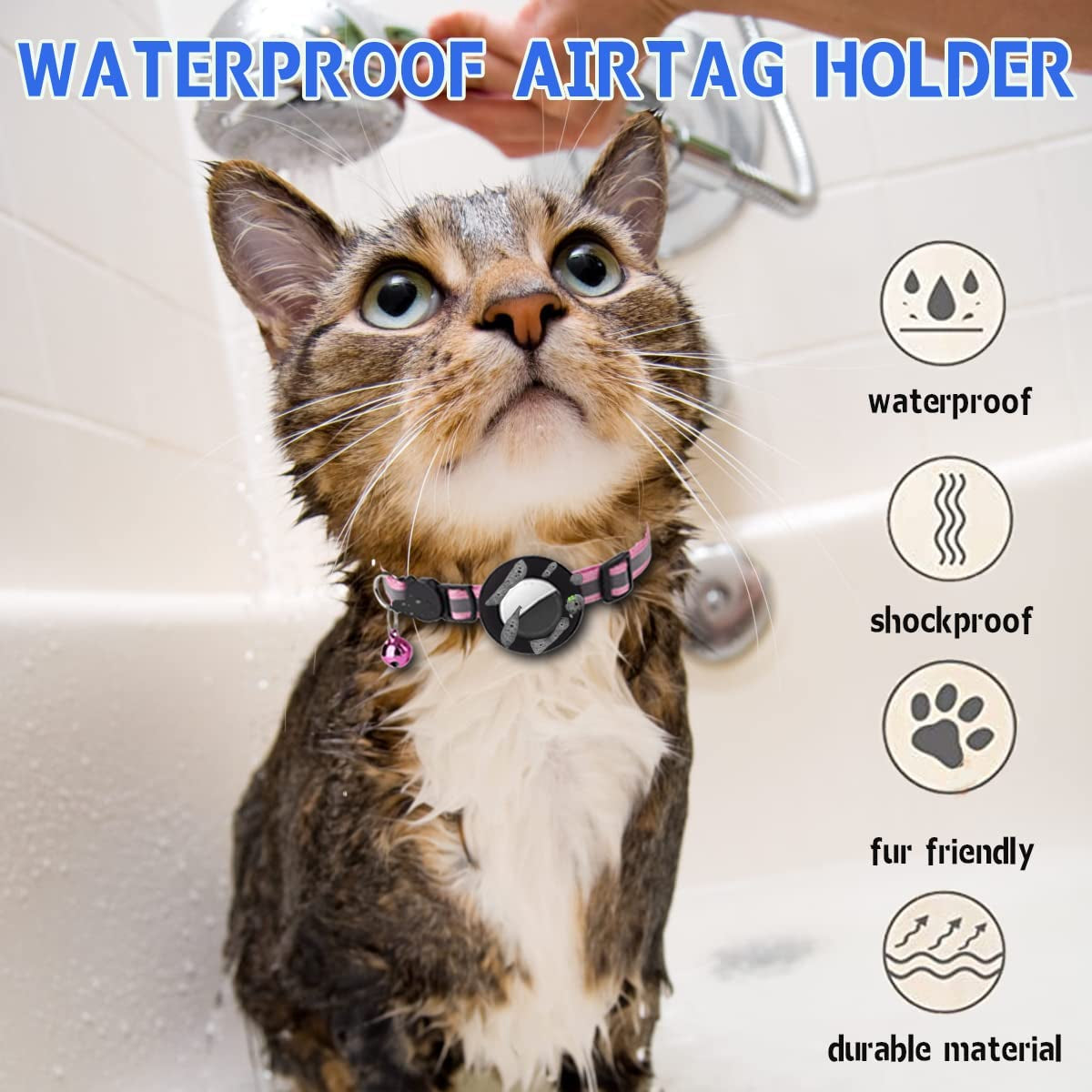 Airtag Cat Collar, Reflective Kitten Collar Breakaway with Airtag Holder, 0.4 Inches in Width (Pink)  Dgerp   