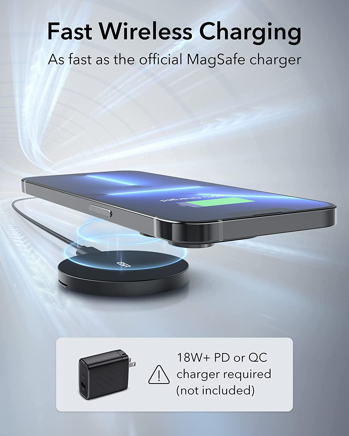 ESR Magsafe Charger (Halolock),Wireless Charger Kickstand, Magsafe Charger for Iphone 14/14 Plus/14 Pro/14 Pro Max and Iphone 13/12 Series, with 5Ft Removable Cable, Adapter Not Included, Black  Electronic Silk Road Corp   