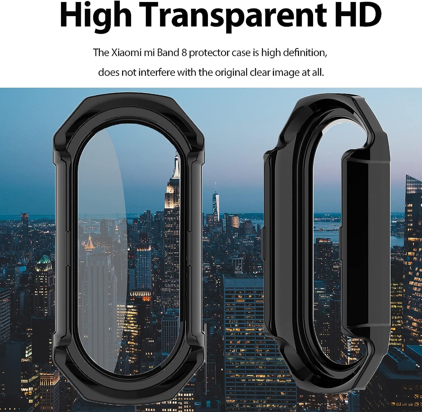 [2 Pack] Miimall Campatible for Xiaomi Mi Band 8 Case with Screen Protector, PC Full Coverage Case HD Ultra-Thin Screen Protector Anti-Scratch Protective Case Cover for Xiaomi Mi Band 8 (Clear+Black)  Miimall   