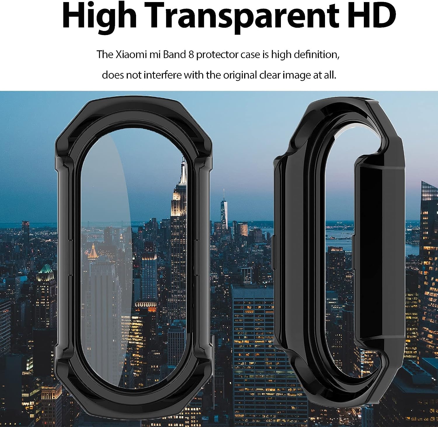 [2 Pack] Miimall Campatible for Xiaomi Mi Band 8 Case with Screen Protector, PC Full Coverage Case HD Ultra-Thin Screen Protector Anti-Scratch Protective Case Cover for Xiaomi Mi Band 8 (Clear+Black)  Miimall   