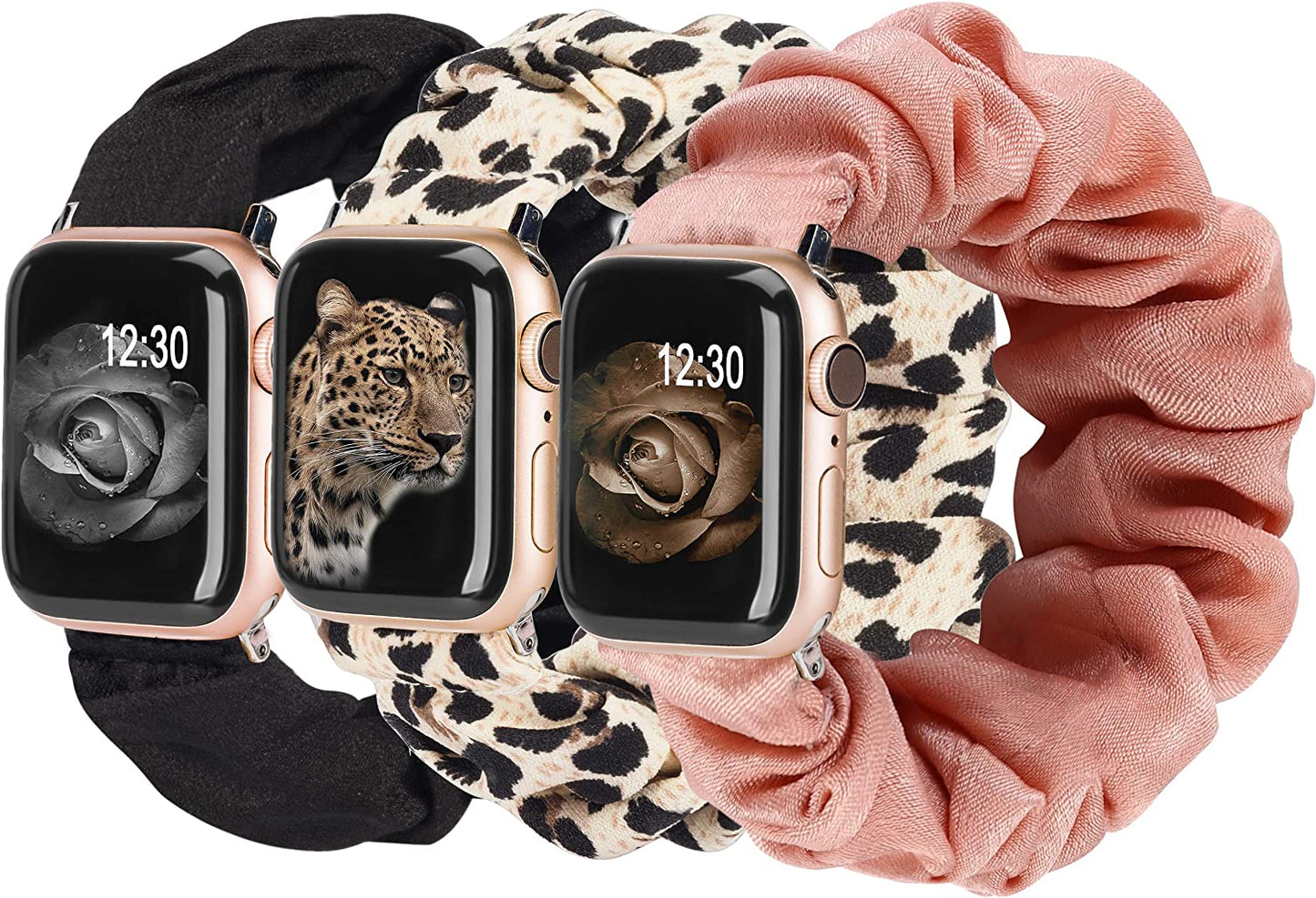 TOYOUTHS 3 Packs Compatible with Apple Watch Band Scrunchies 49Mm(Ultra)/45Mm/44Mm/42Mm Cloth Soft Pattern Printed Fabric Bracelet Women Iwatch Elastic Scrunchy Band Series SE 8 7 6 5 4 3 2 1 S/M  TOYOUTHS   