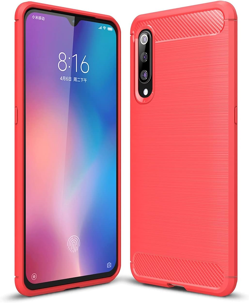 Cruzerlite Case Compatible with Xiaomi Mi 9 Case, Carbon Fiber Shock Absorption Slim Case for Xiaomi Mi 9 (Black)  Cruzerlite Red  