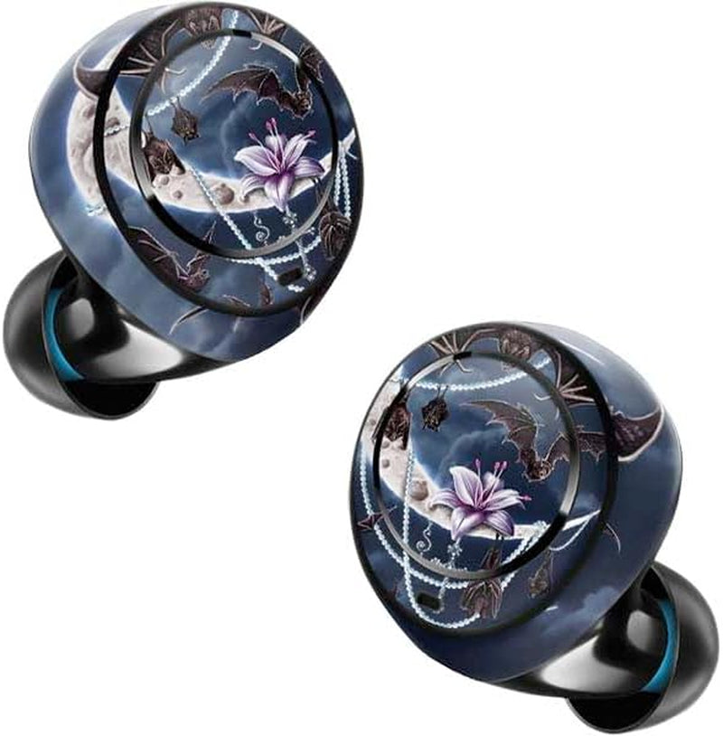Skinit Decal Skin Compatible with Echo Buds - Officially Licensed Sarah Richter Gothic Moon with Bats and Flowers by Sarah Richter Design  Skinit   